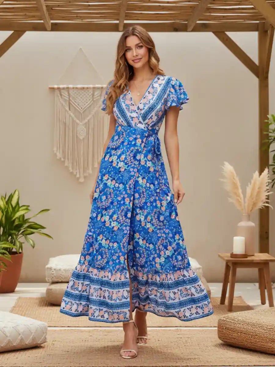 Blue Boho Maxi Dress - L Blue Boho Maxi Dress - L