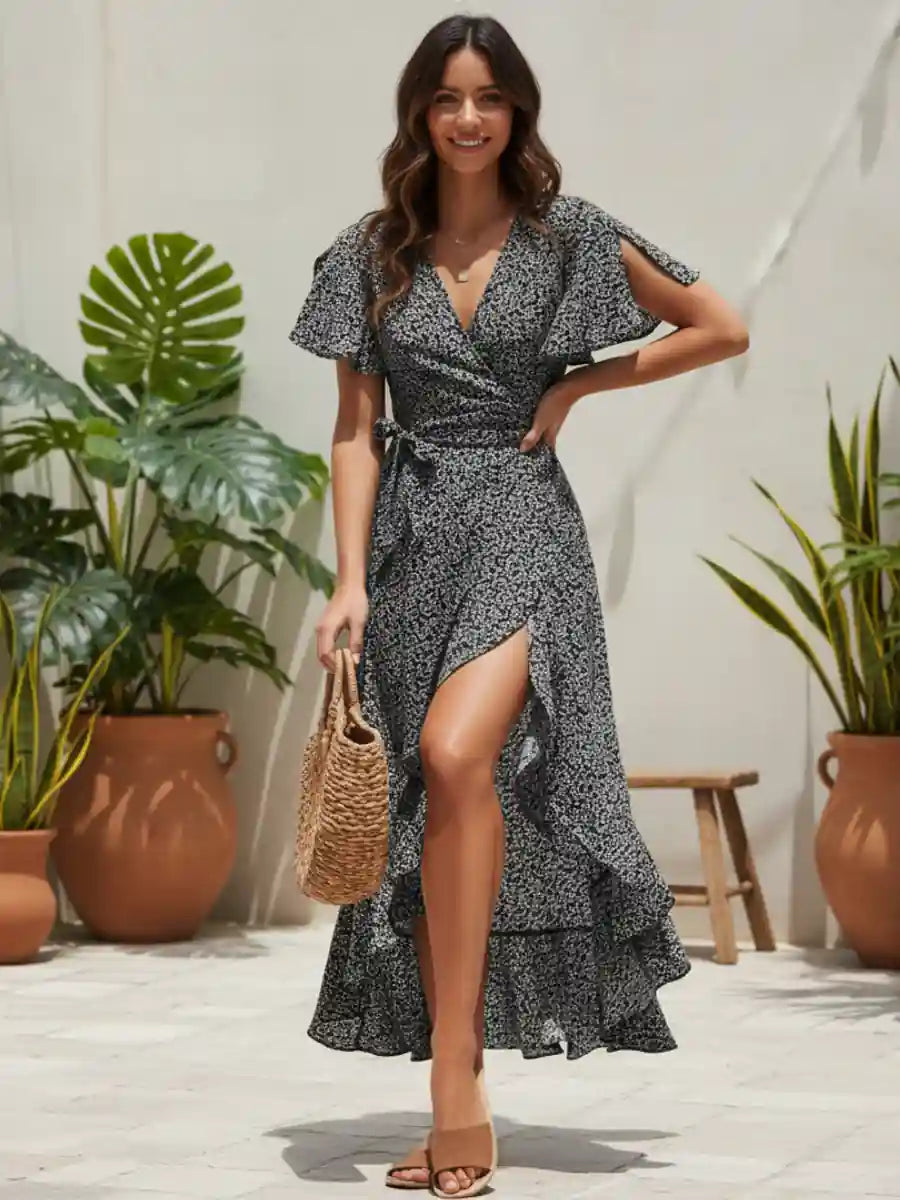 mid length boho dresses Mid-Length Boho Dress in Black