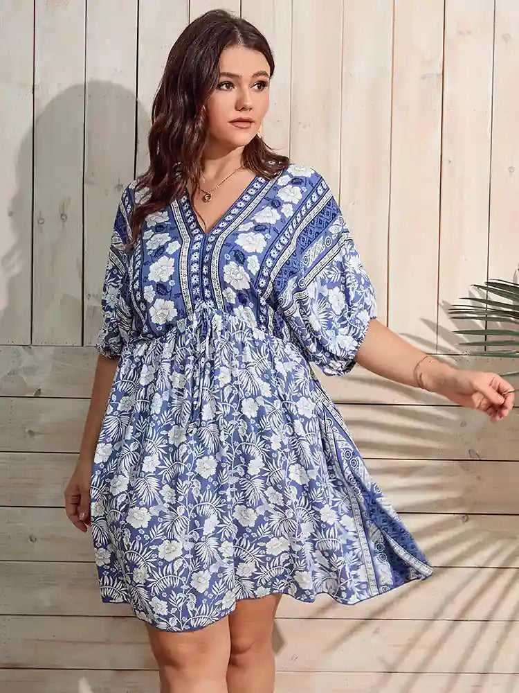plus size mini summer dresses Plus Size Women's Lace a-Line Mini Dress, Spring/Summer