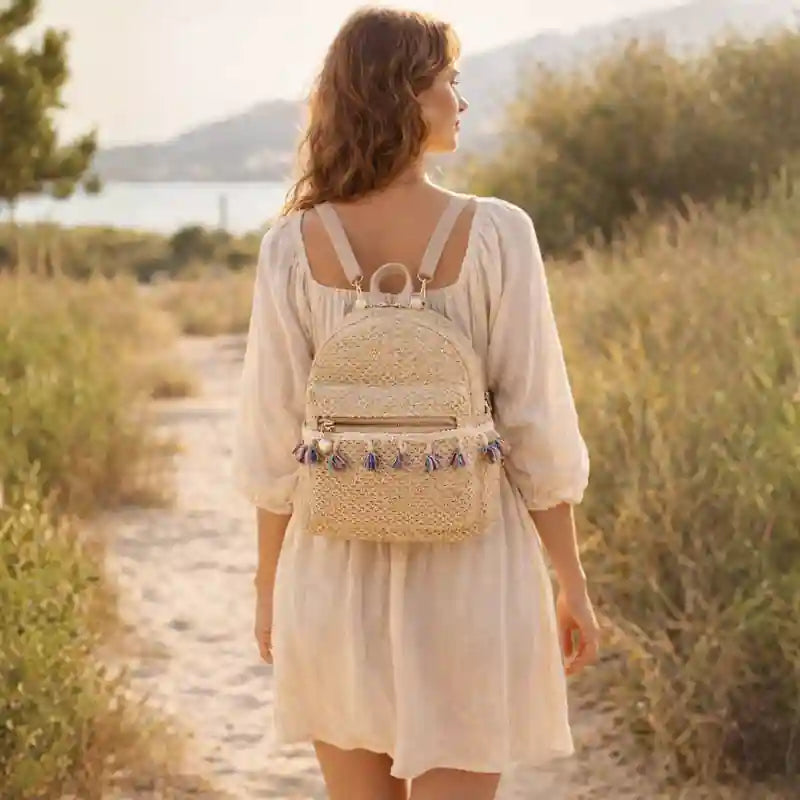 Pompom Boho Backpack