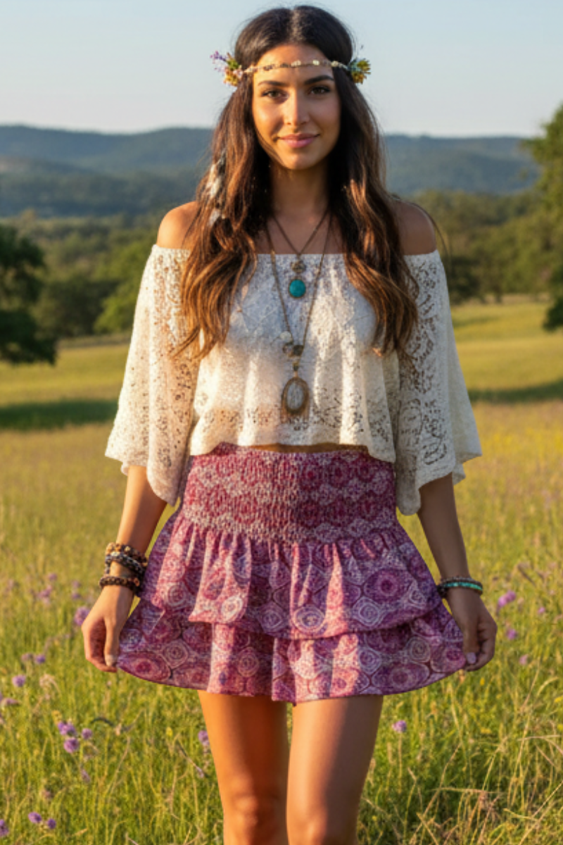 Boho High Waisted Paisley Mini Skirt