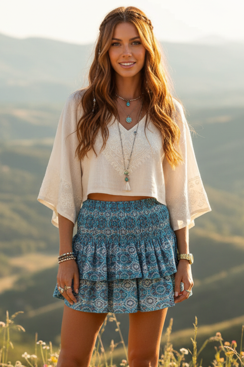 Boho High Waisted Paisley Mini Skirt
