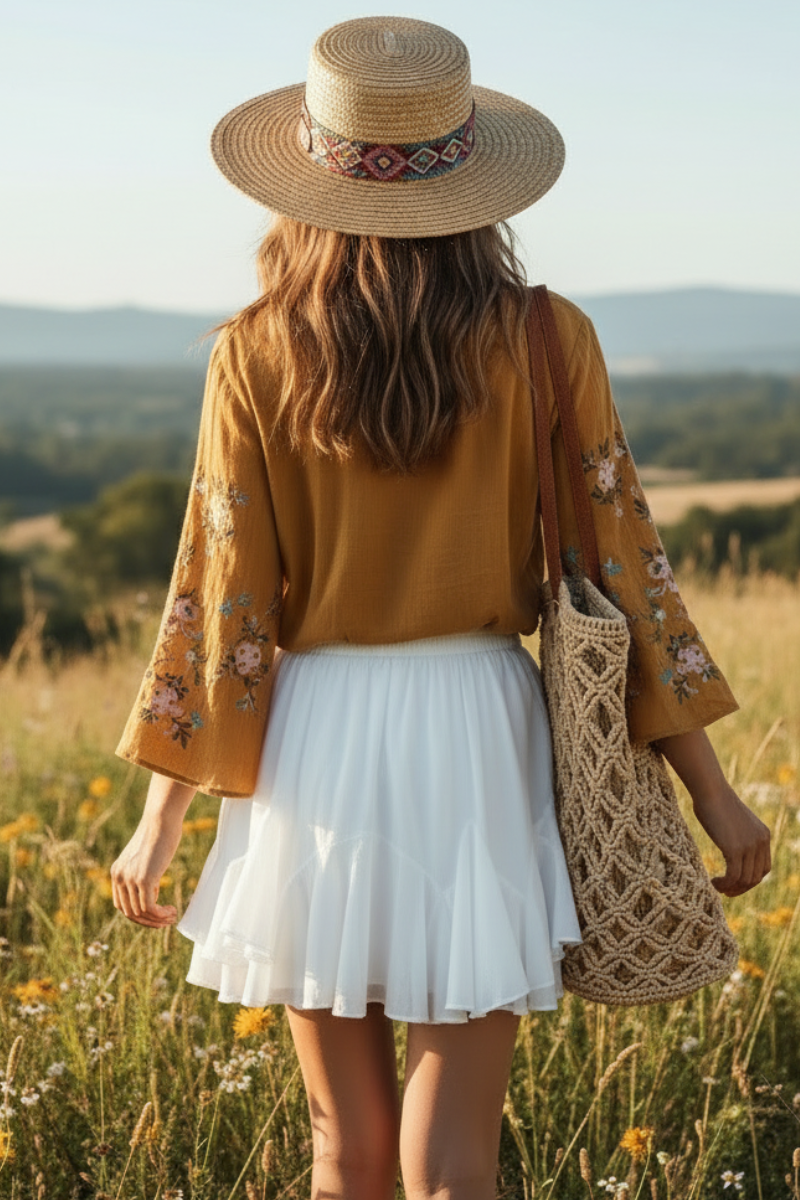 Bohemian Flared Mini Skirt