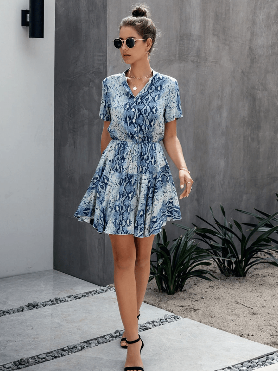Boho Blue Mini Chic Dress - Python Spirit