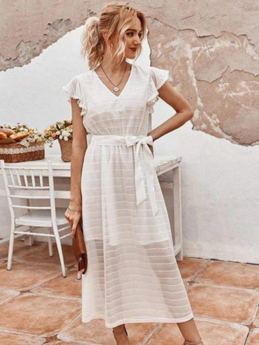 White Chic Bohemian Dress with transparency effects