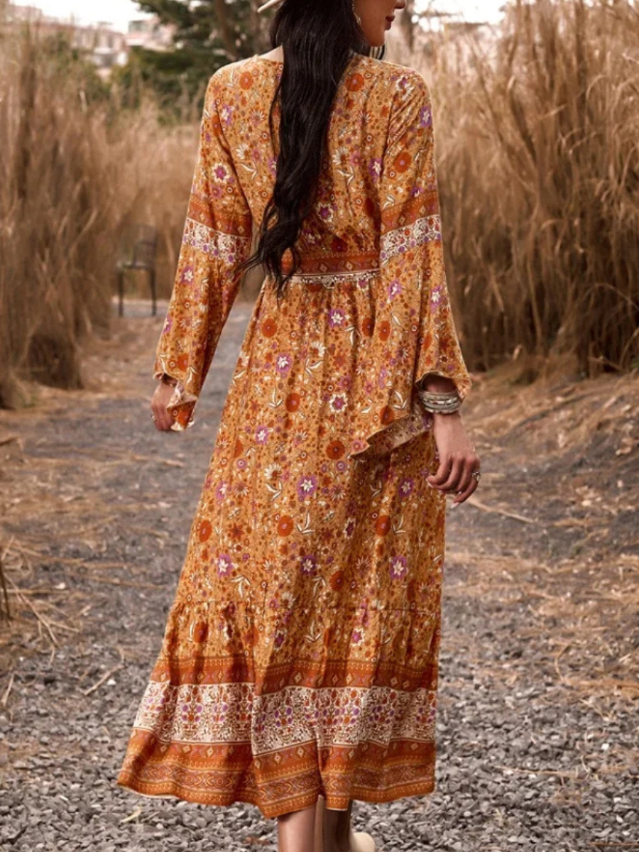 Long Sleeve Boho Maxi Dress