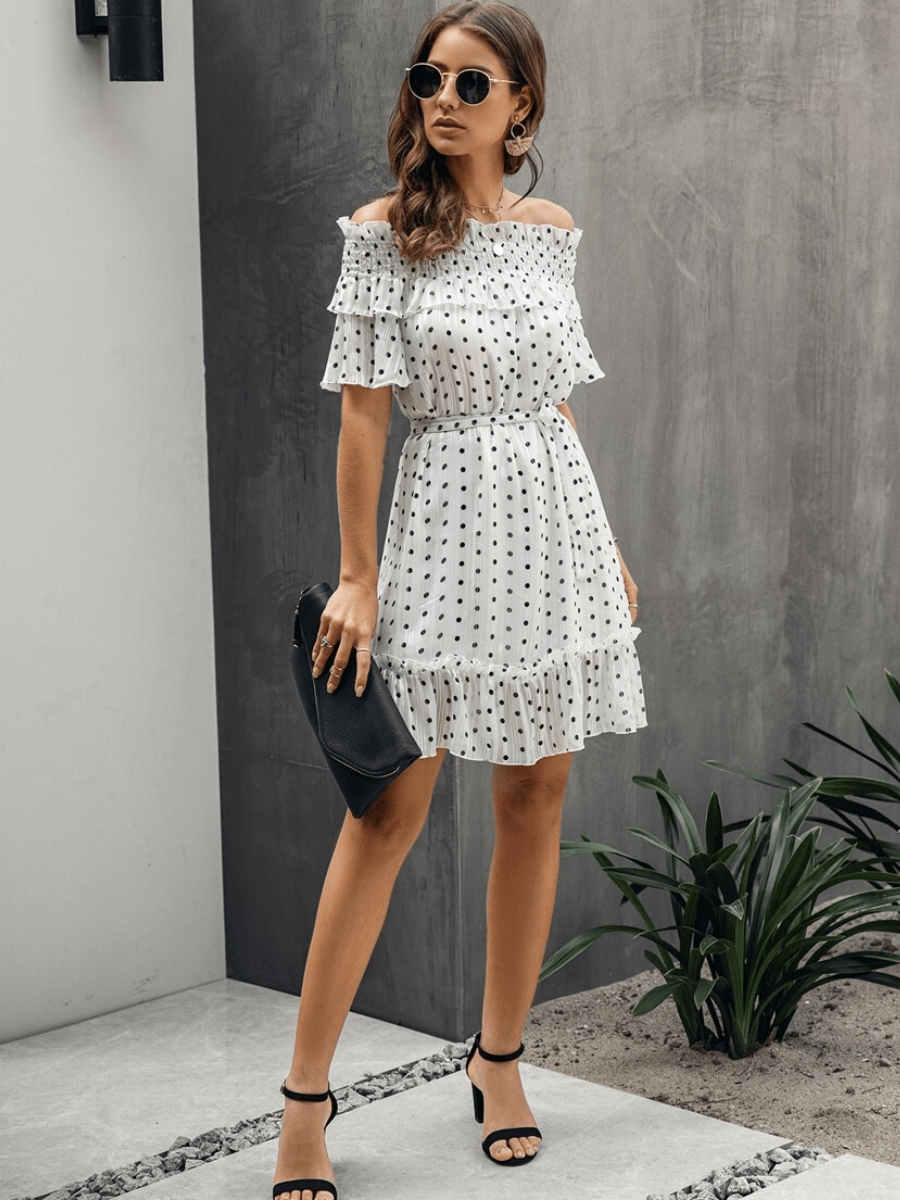 Hippie Polka Dots White Mini Dress