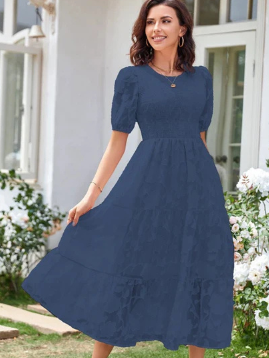 Navy Blue Boho Midi Dress
