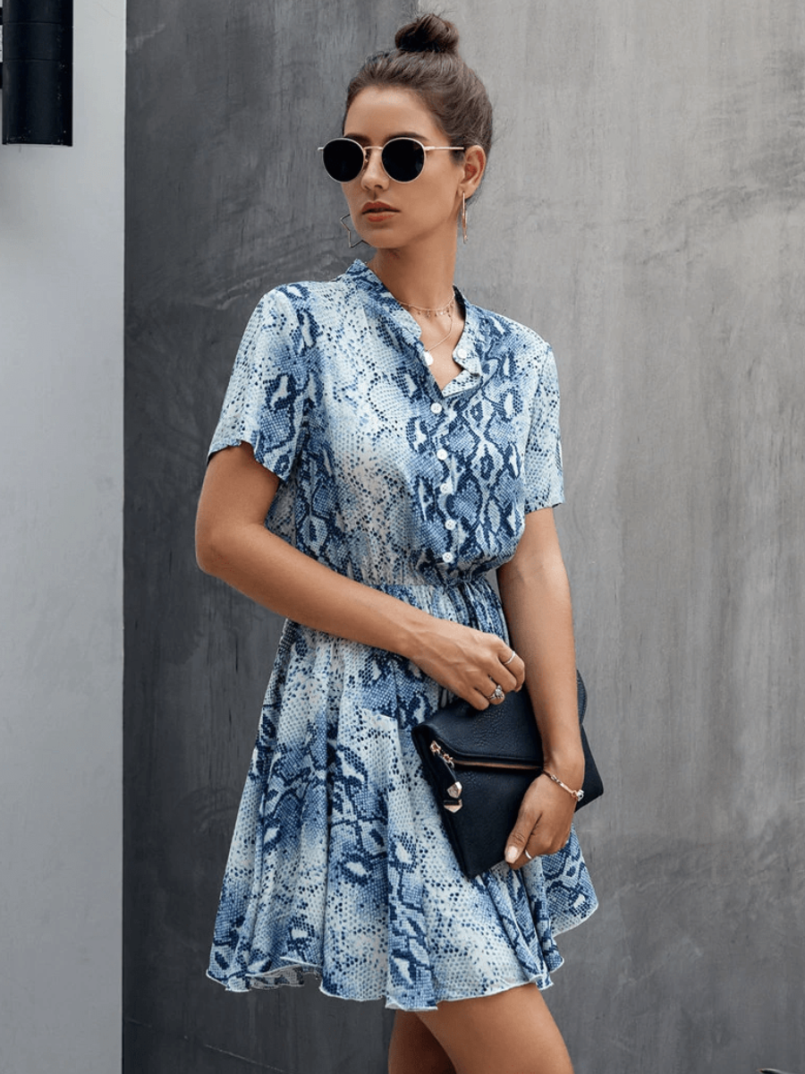 Boho Blue Mini Chic Dress - Python Spirit