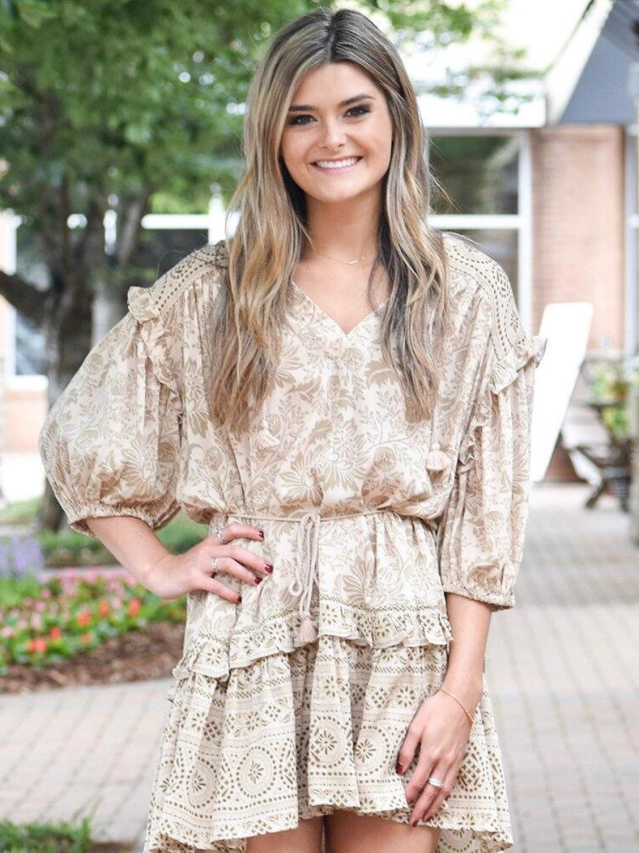 Boho Mini Dress with Sleeves