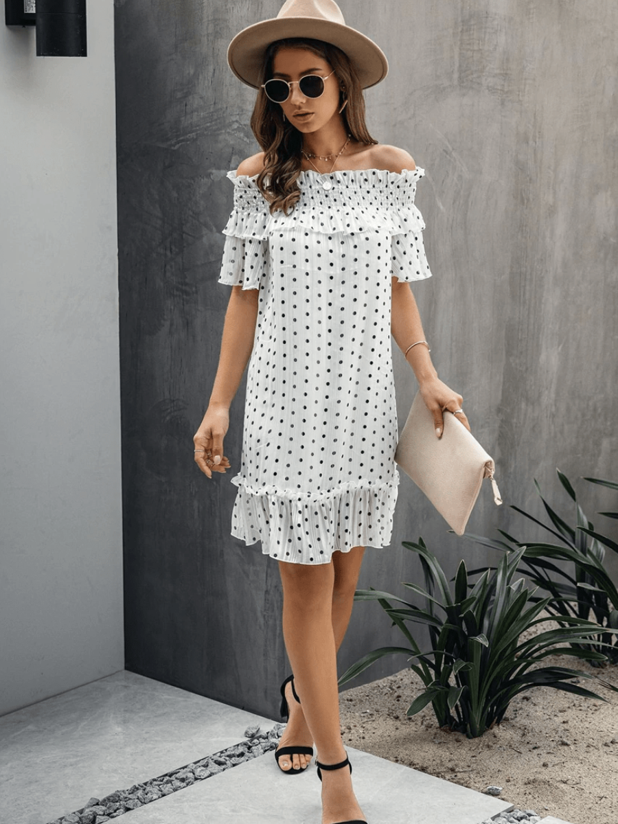 Hippie Polka Dots White Mini Dress