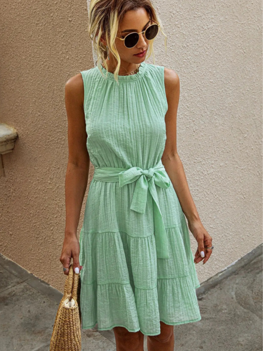 Italian Boho Dress in Pastel Green