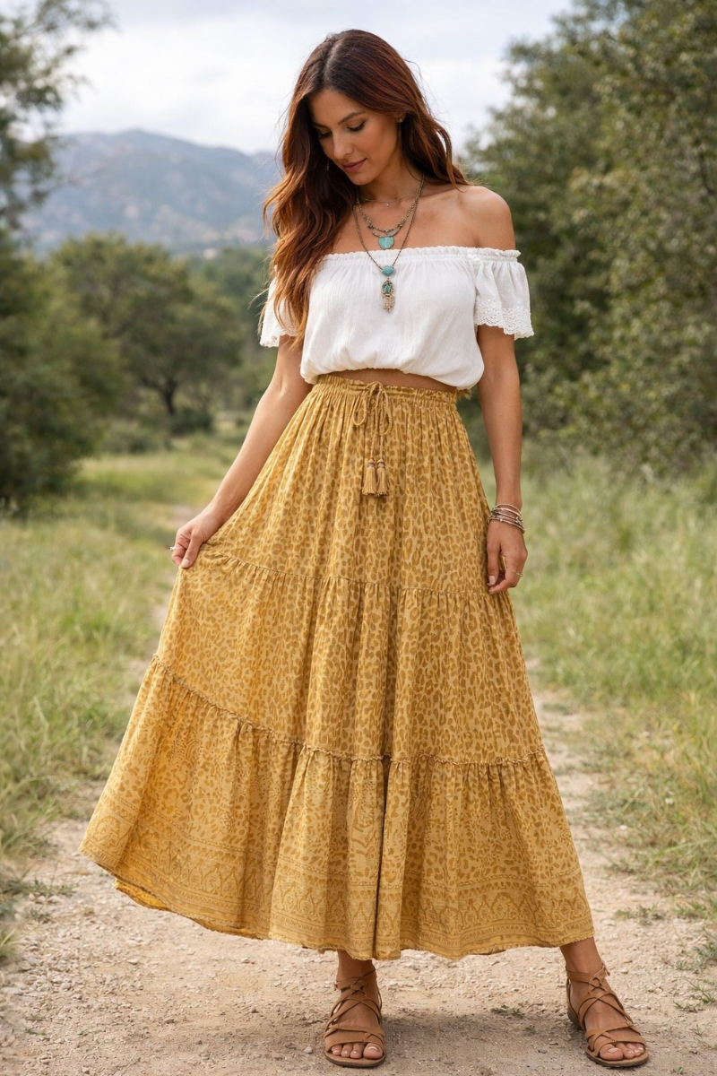 Boho Leopard Print Skirt