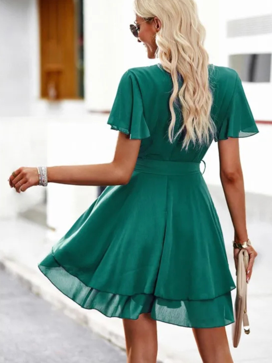 Boho Mini Dress in Emerald Green