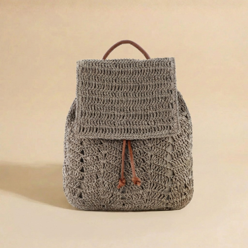 Handwoven Straw Backpack