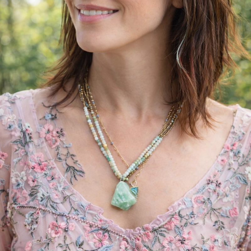 Boho Natural Stone Pendant Necklace