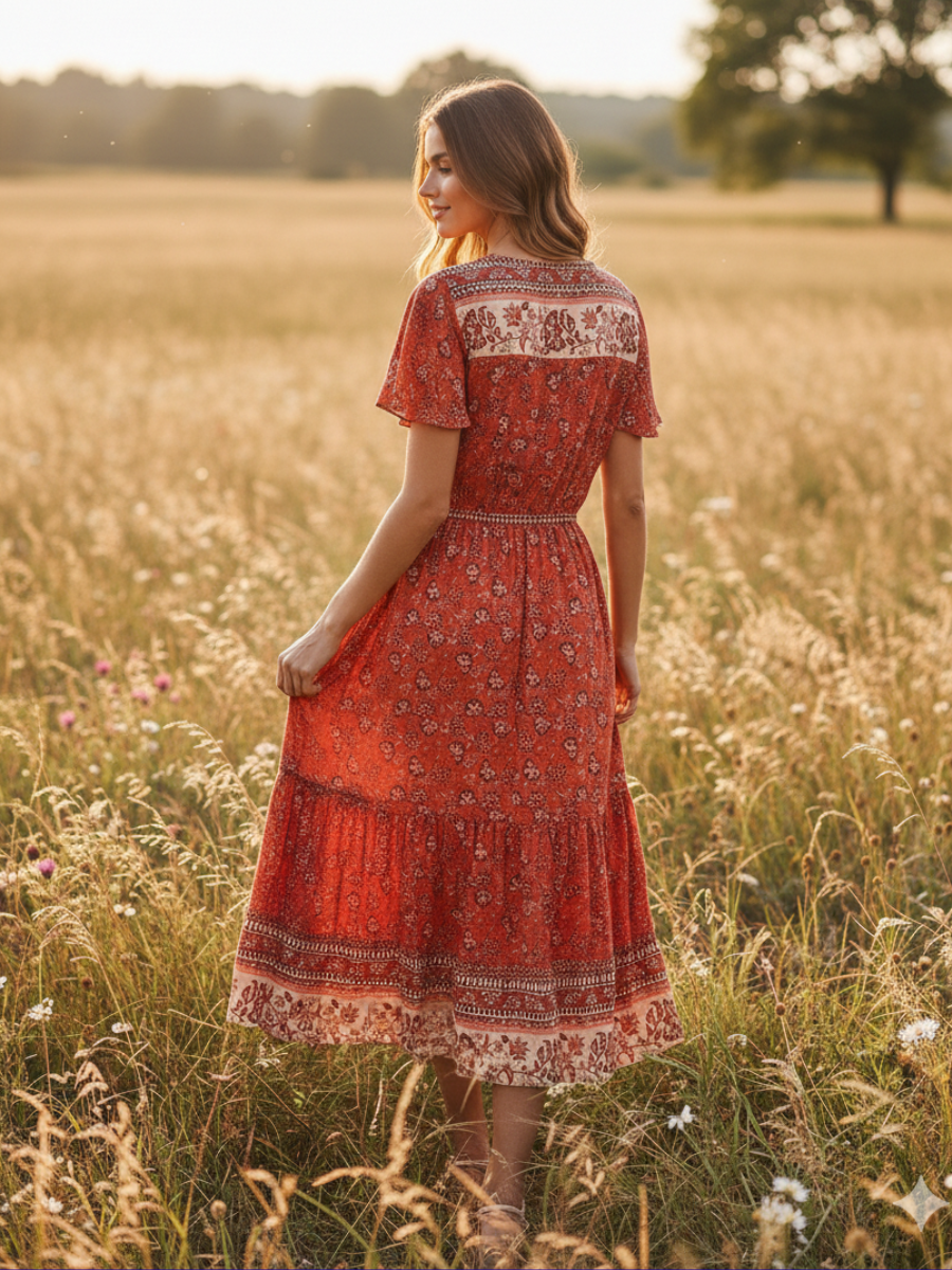 Red Maxi Dress Boho Style