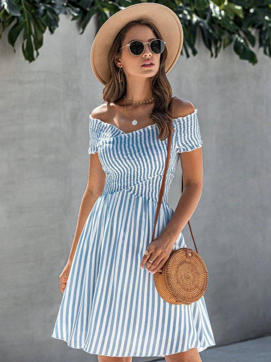 Blue Bohemian Dress with Stripes dress