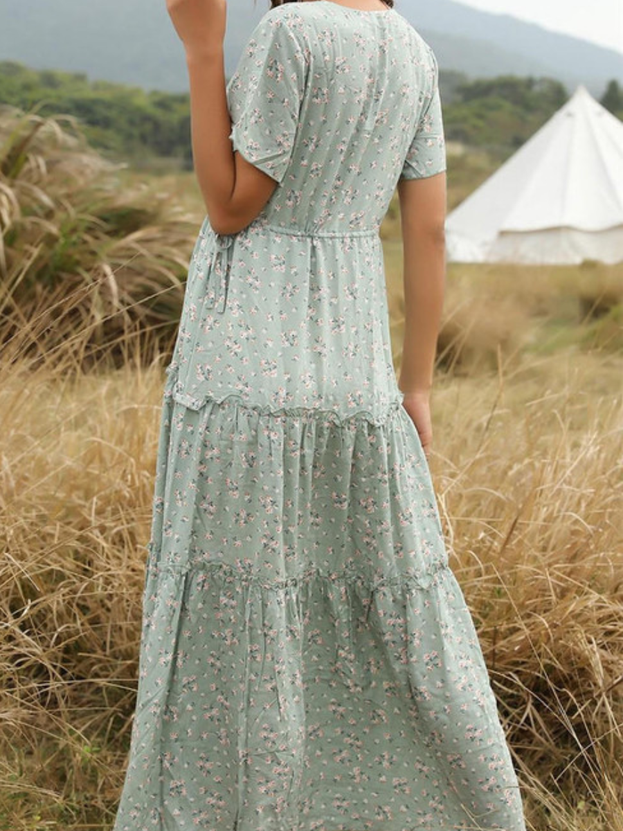 Vintage Green Boho Dress