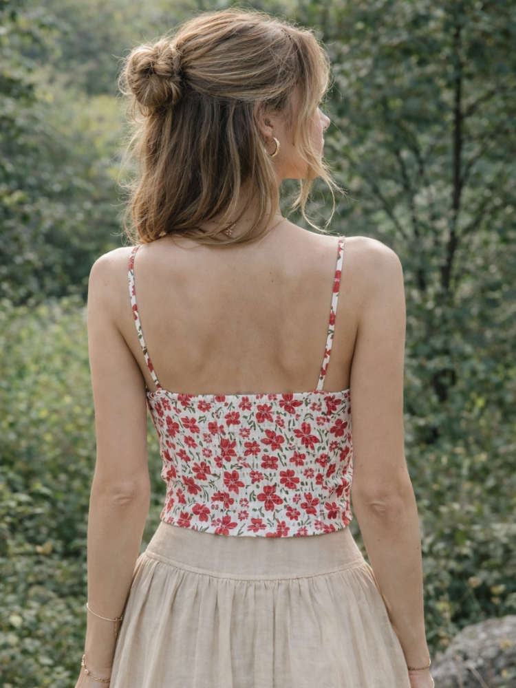 Boho Floral Print Crop Top