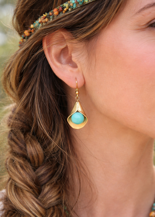Boho Earrings - Gold Flower