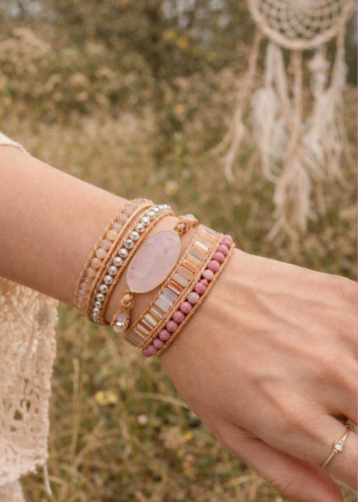 Boho Bracelet - Pink Pastel Rhodonite