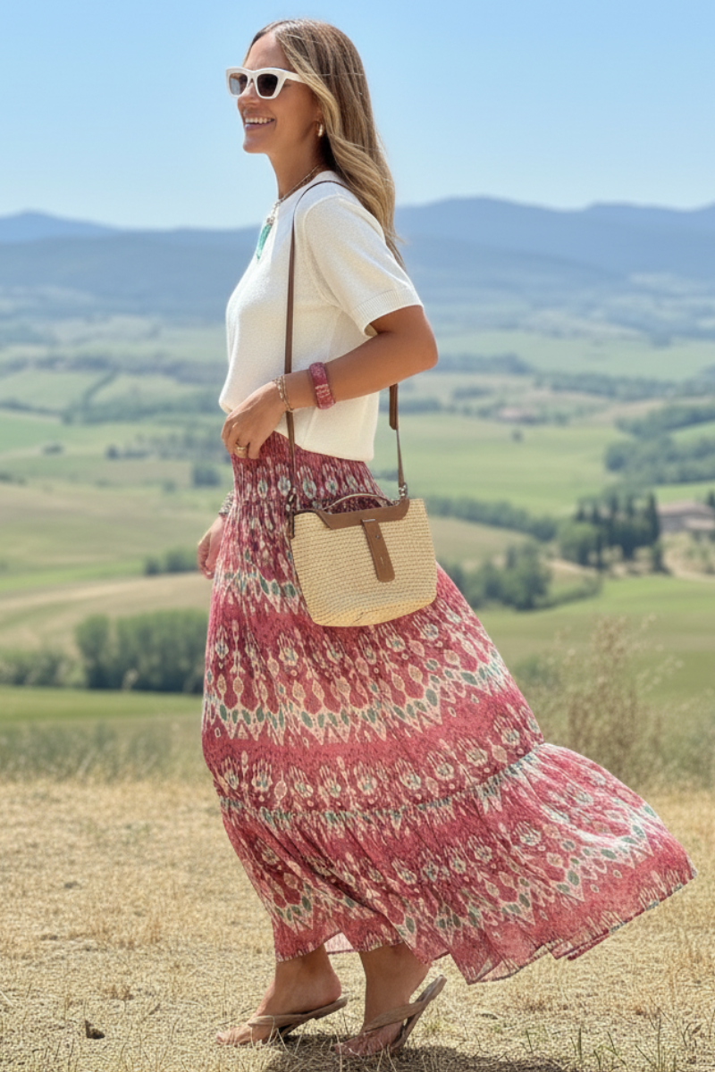 Summer Boho Style Print Skirt