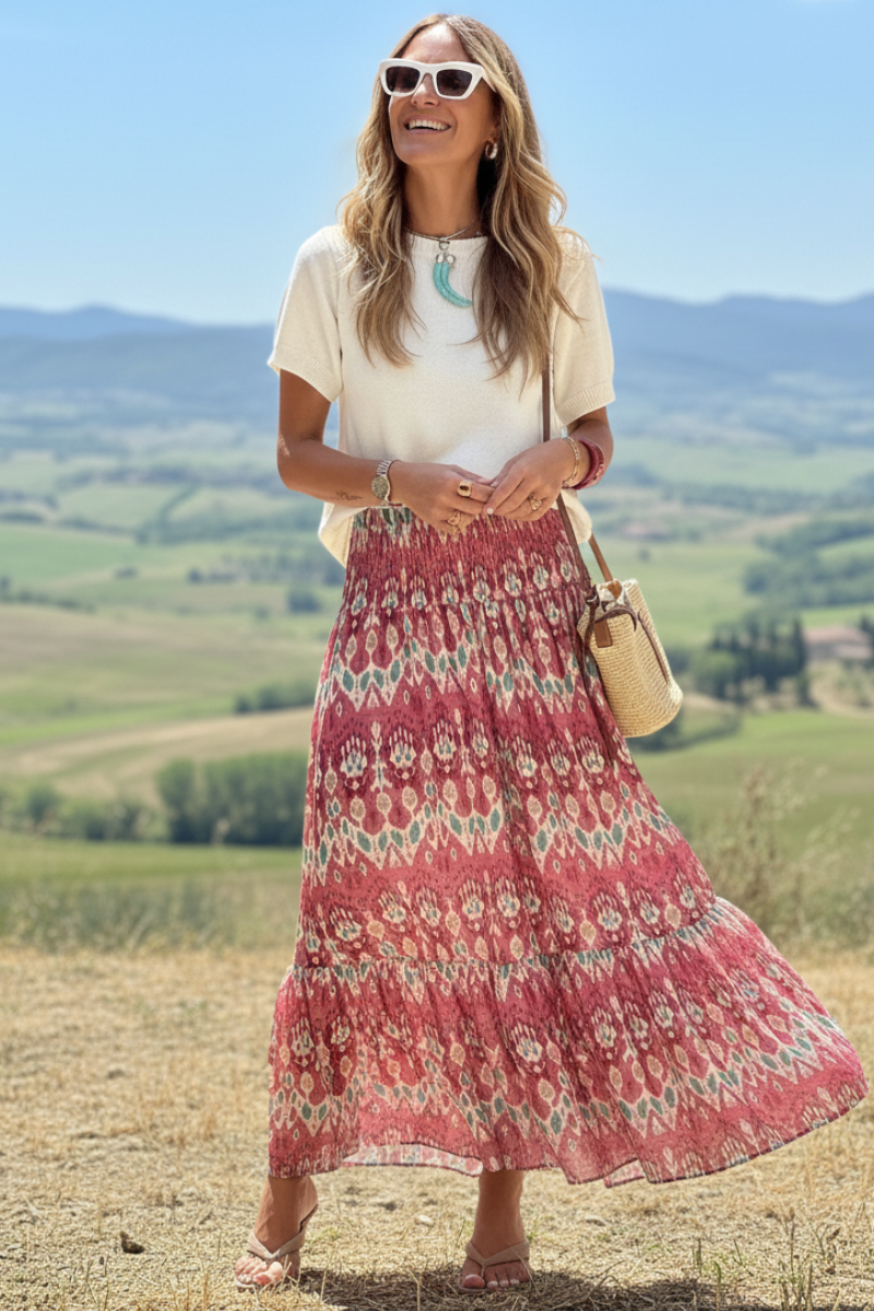 Summer Boho Style Print Skirt