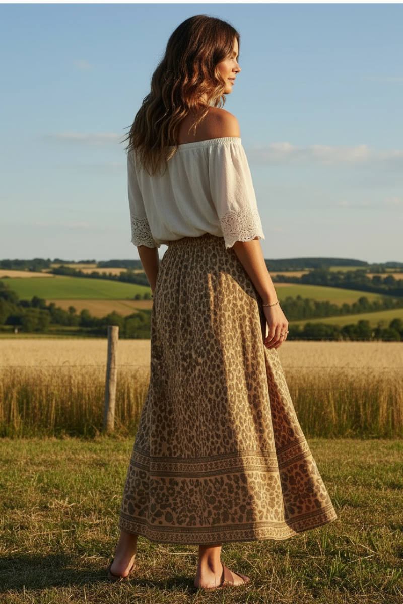 Bohemian Leopard Print Skirt
