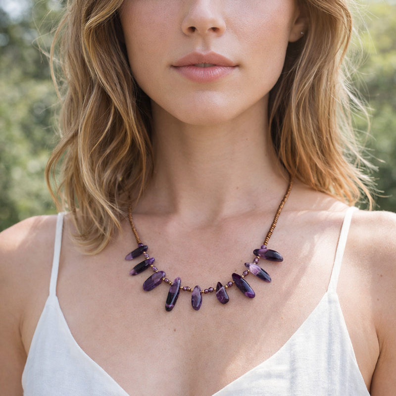 Mystic Amethyst Boho Choker Necklace