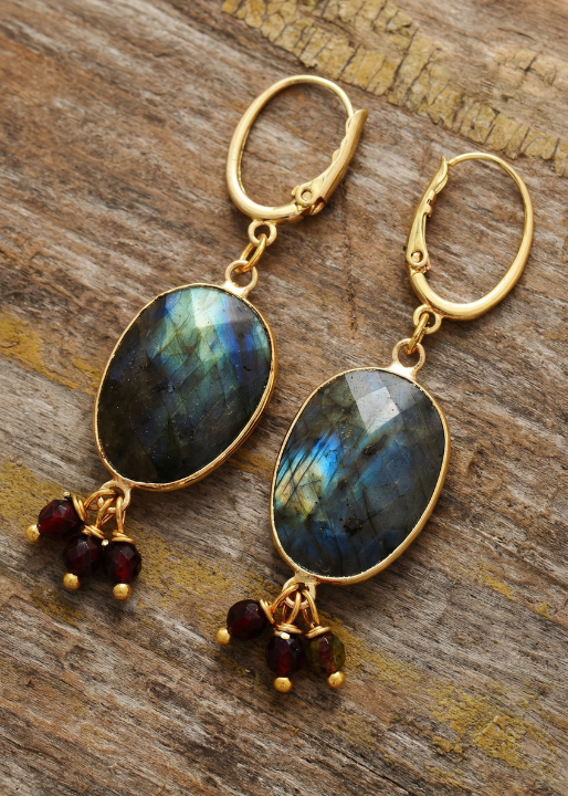 Black Beaded Boho Earrings