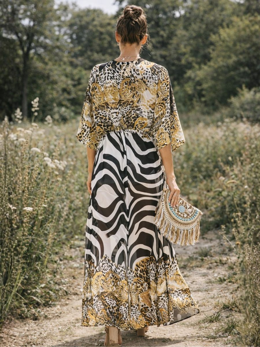 Animal Print Kimono Cover Up