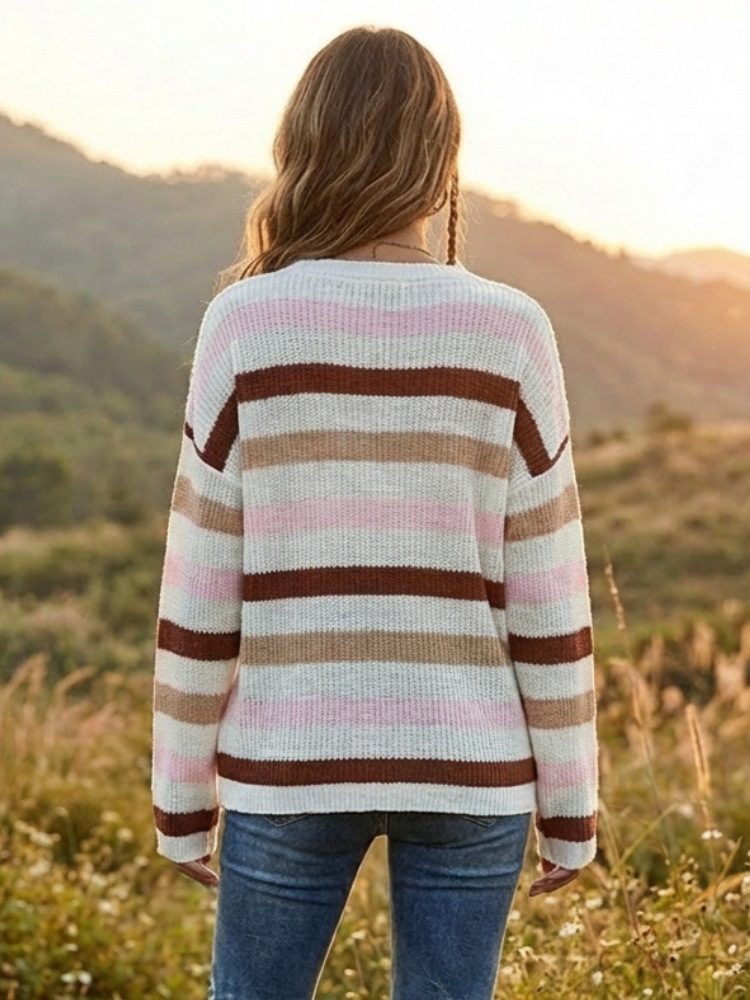Boho Horizontal Striped Pullover