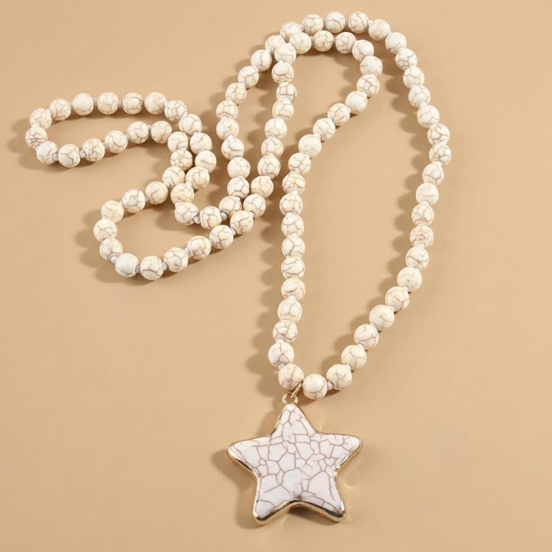 Boho Beaded Necklace Start Pendant