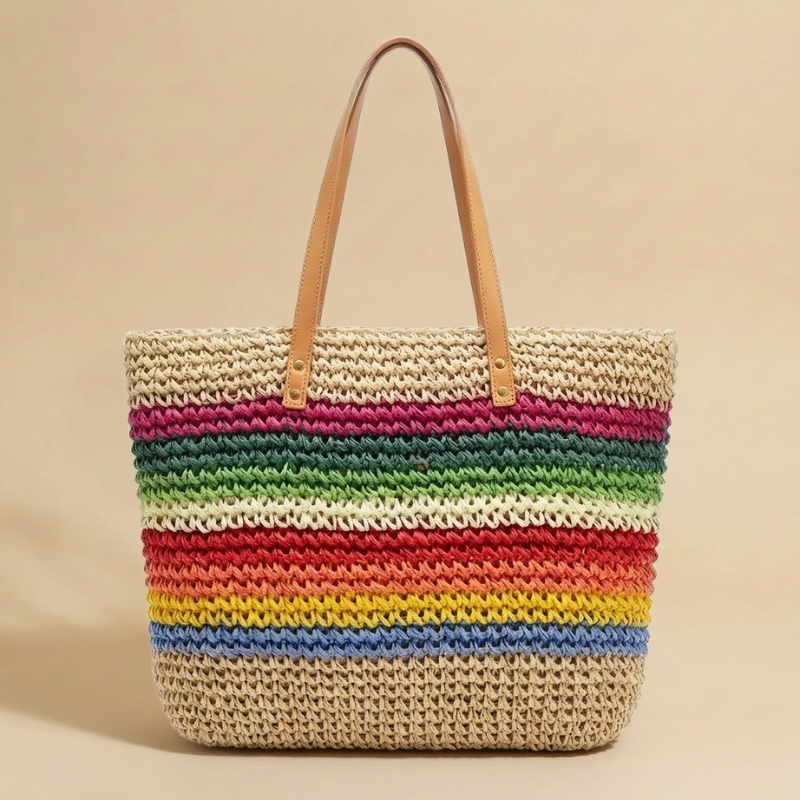 Boho Rainbow Beach Tote Bag