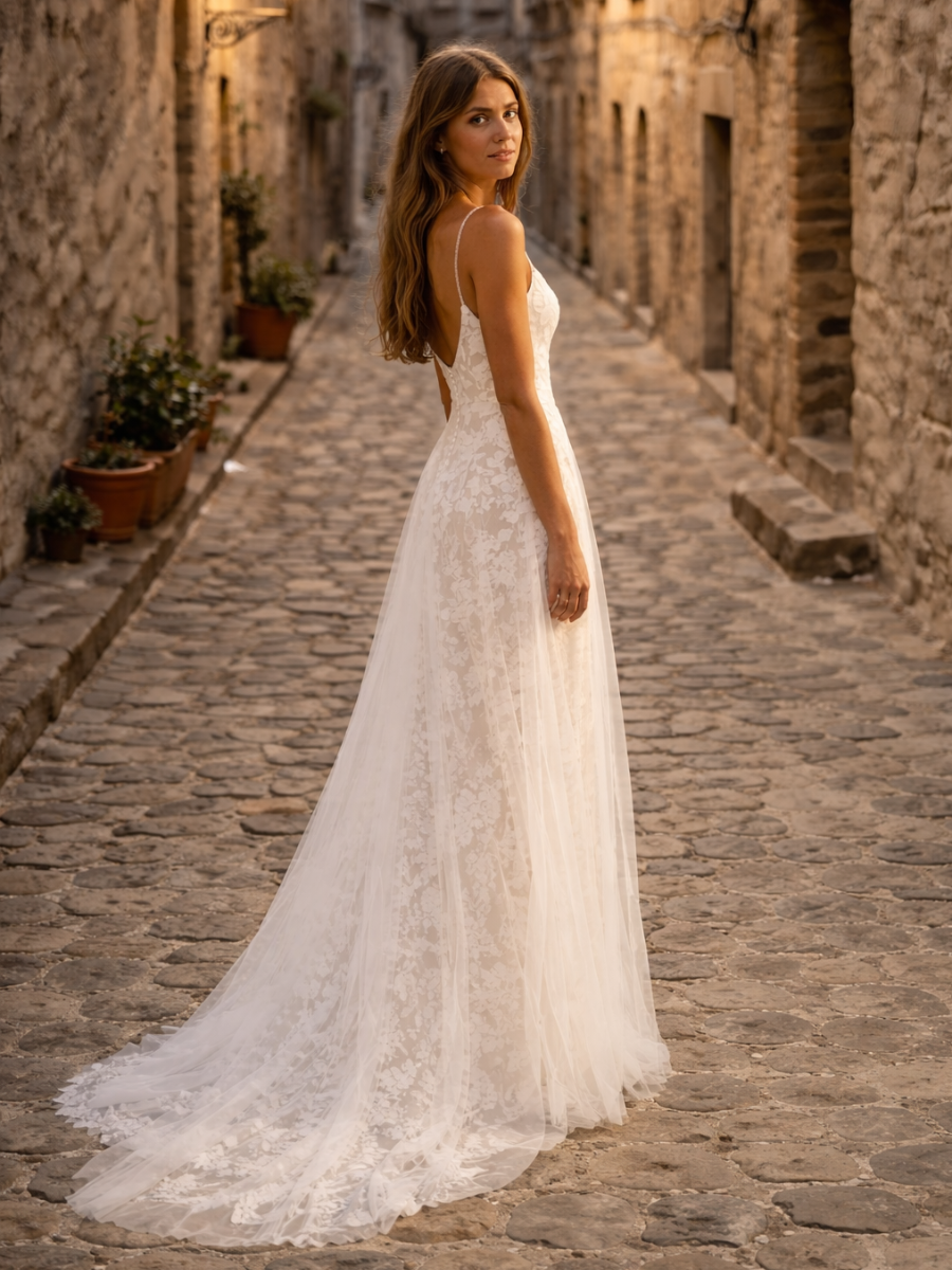 Boho Strap Wedding Dress
