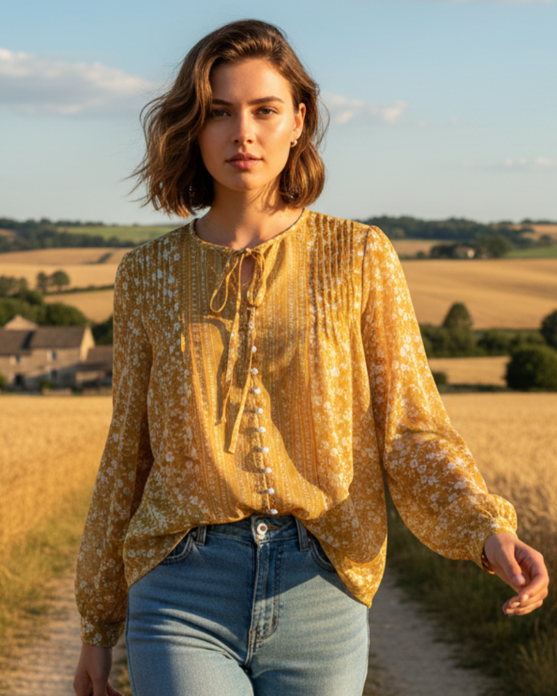 Lightweight Mustard Bohemian Blouse