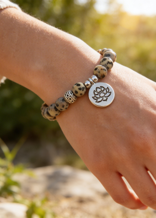 Natural Stone Boho Lotus Bracelet