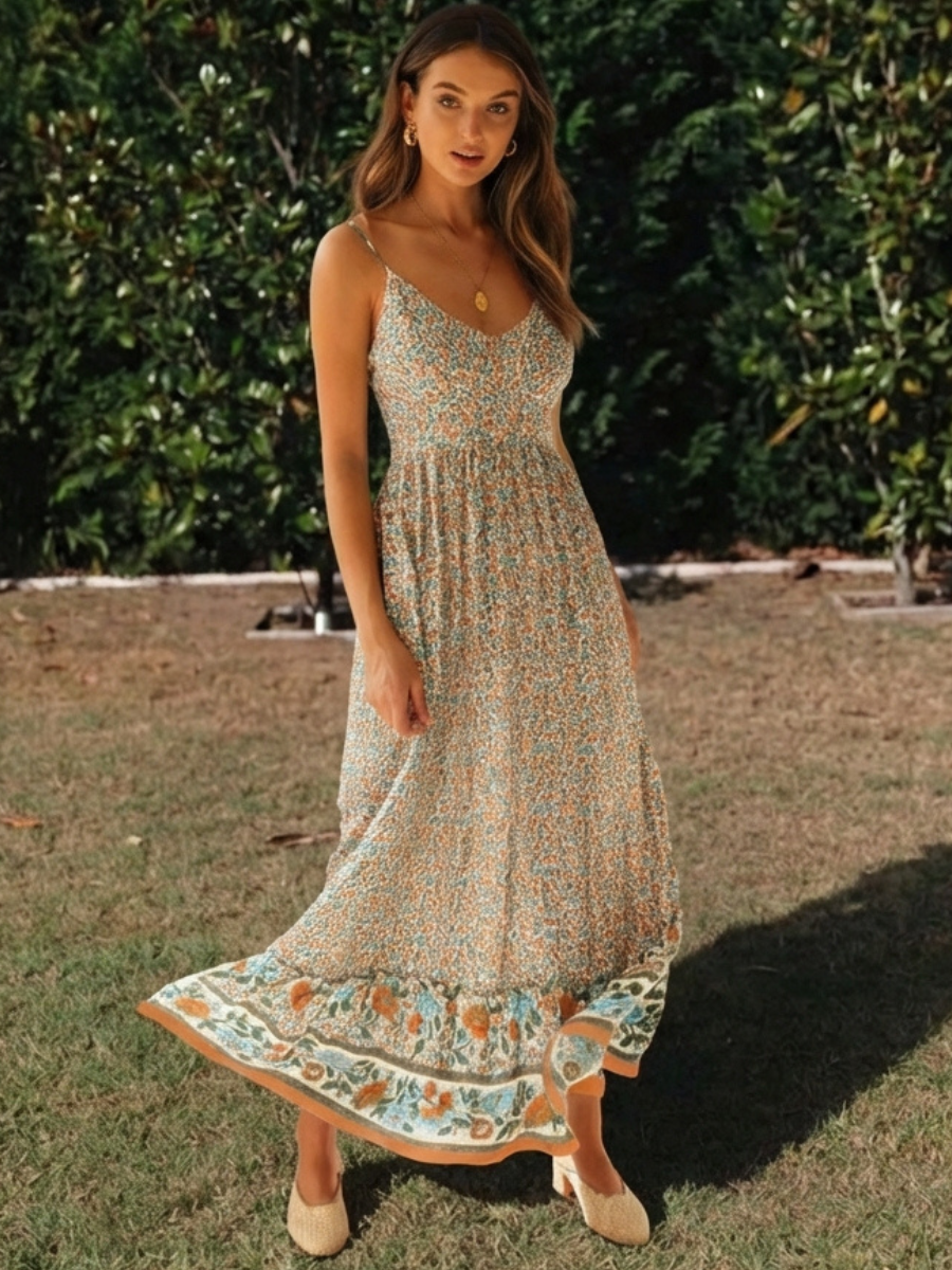 Boho Floral Summer Maxi Dress