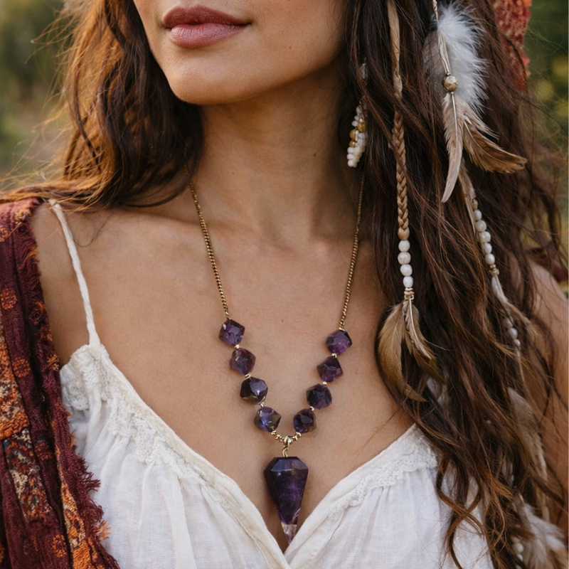 Natural Crystal Boho Necklace
