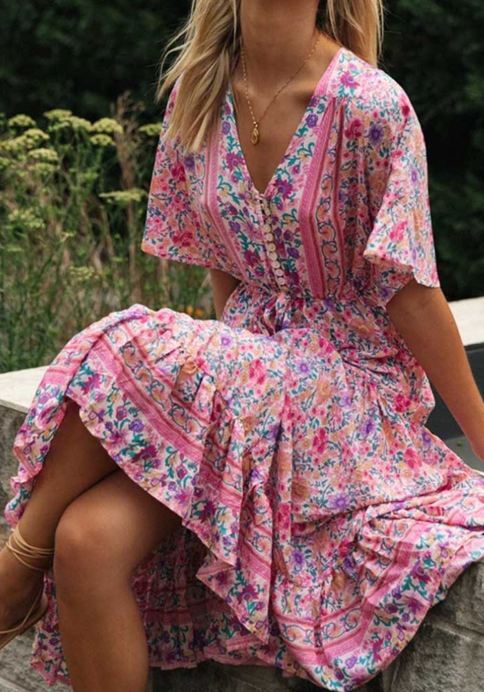 Boho Pink Long Dress