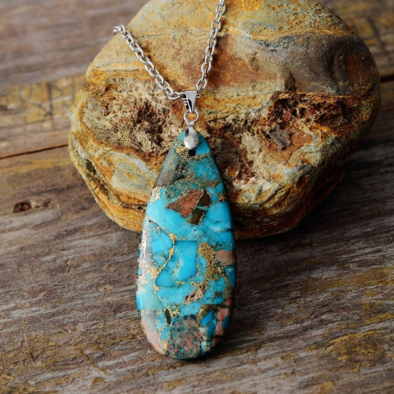 Boho Pendant Necklace - Silver Chain