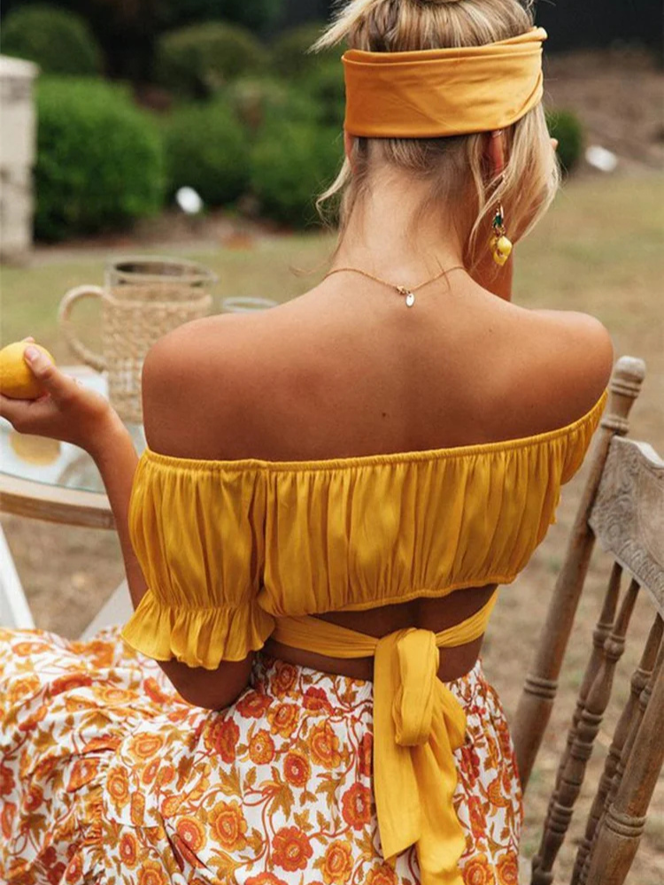 Boho Romantic Yellow Crop Top