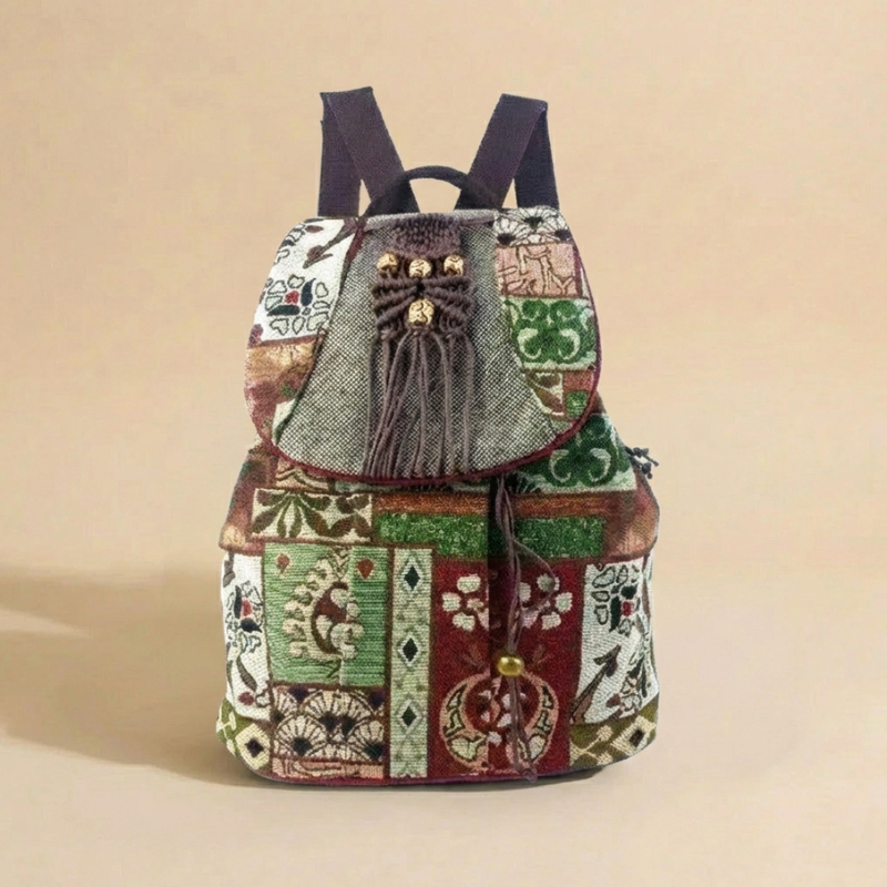 Boho Patchwork Canvas Backpack