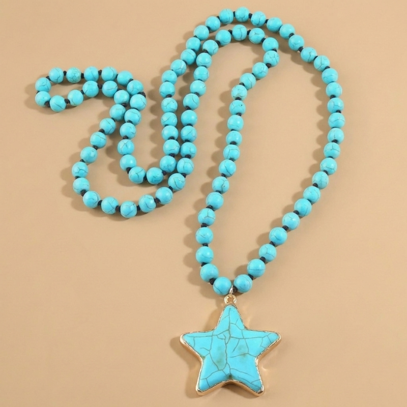 Boho Beaded Necklace Start Pendant