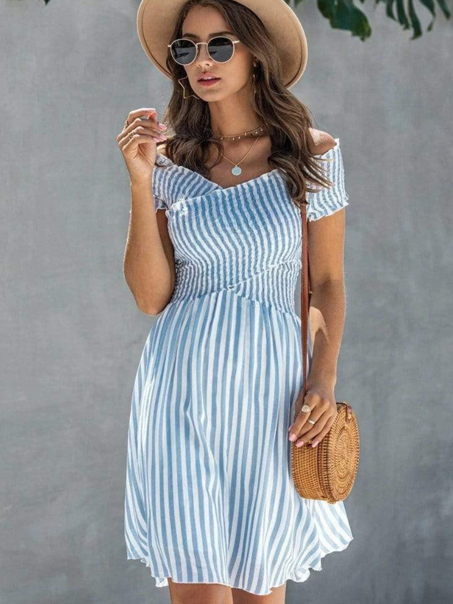 Blue Bohemian Dress with Stripes dress