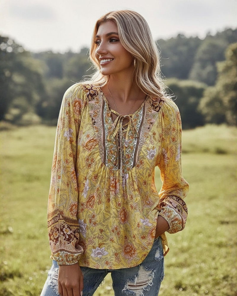 Boho Spring Yellow Blouse
