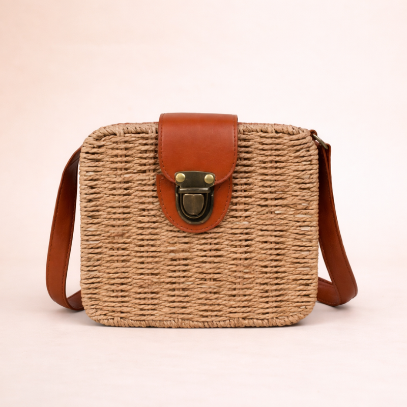 Small Boho Straw Shoulder Bag