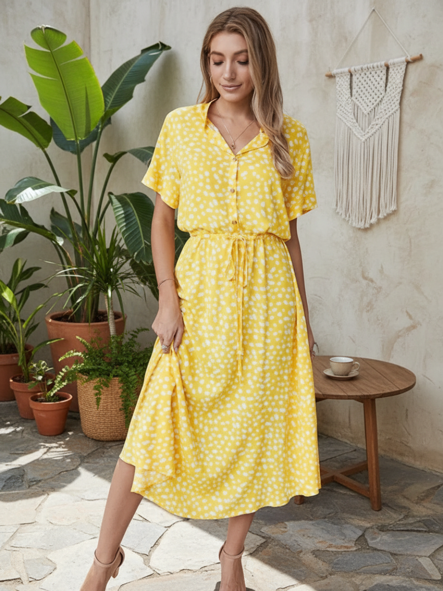 Yellow Midi Dress Boho