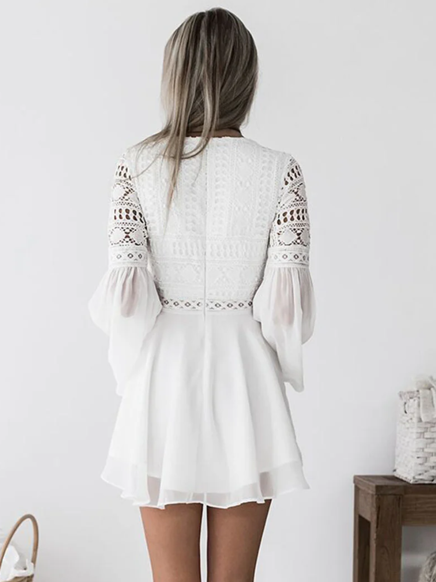 Bohemian Mini Dress in White